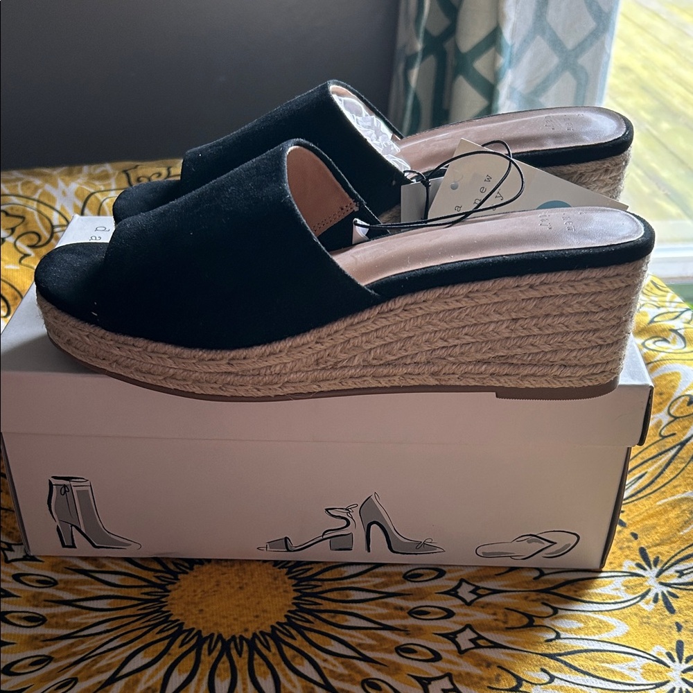 Black  Wedge Sandals size 7.5